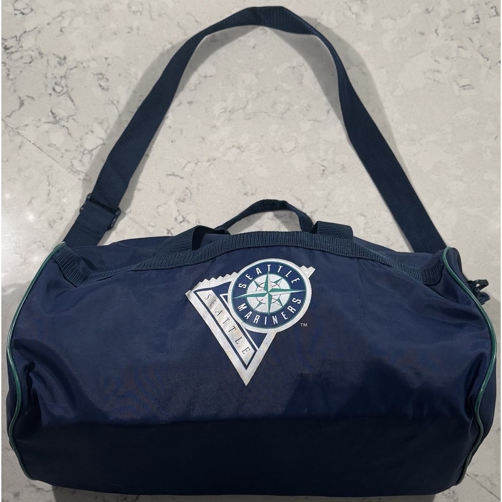 VTG 90s Seattle Mariners Duffle Bag Blue Promo Nylon Gym MLB SGA‎ 19x10x9.5